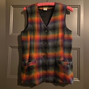 Colorful Plaid Button-Up Vest